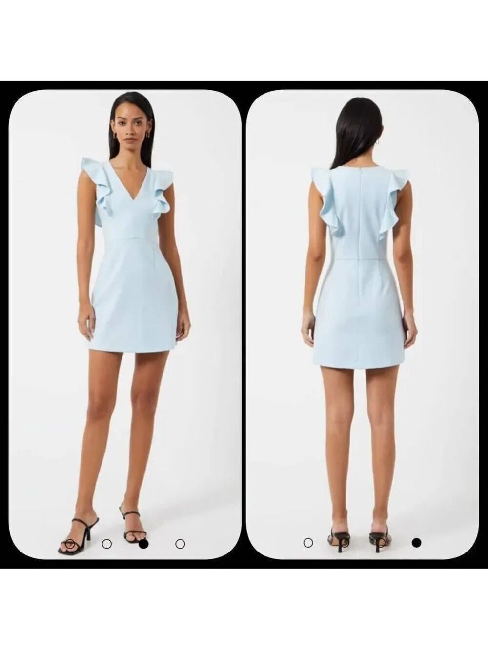 NWOT French Connection Whisper Ruffle V Neck Dress Sz 10